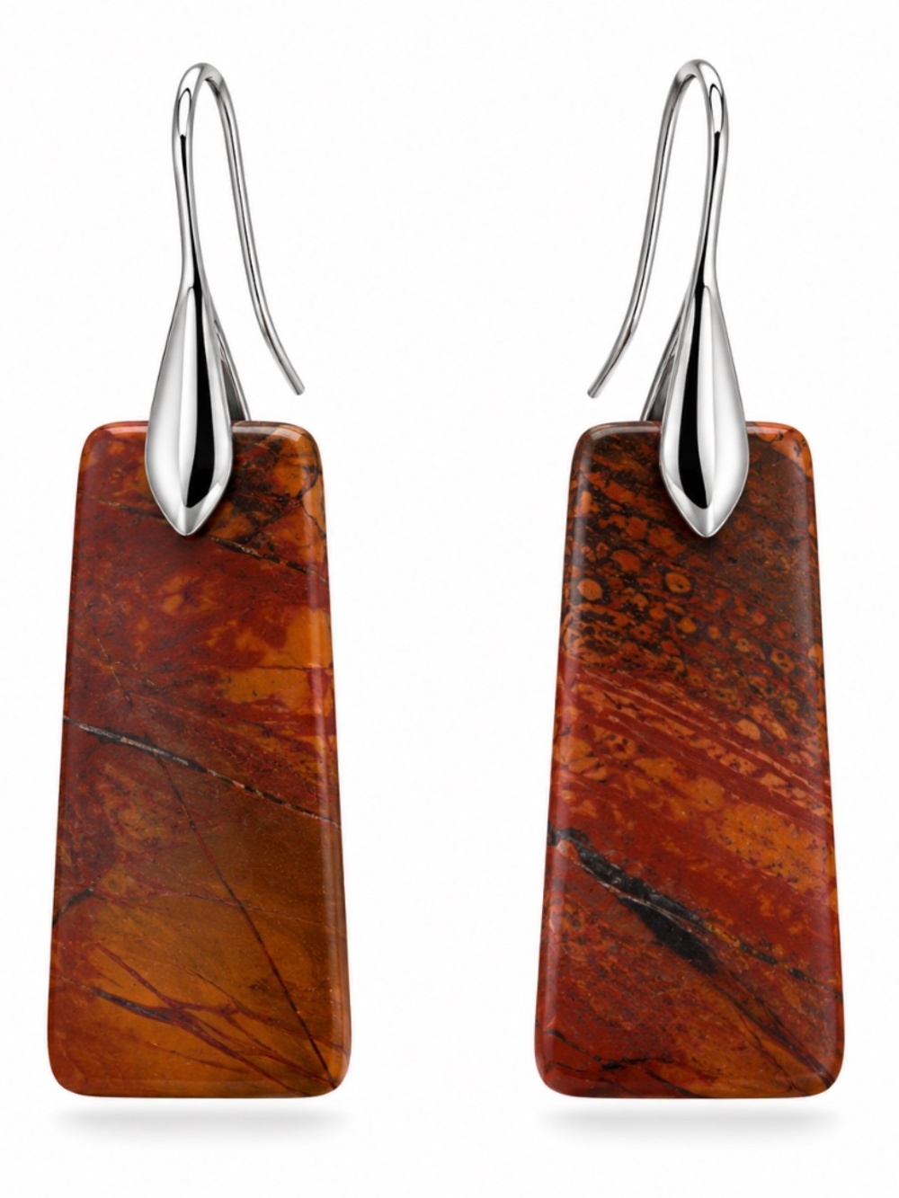 NWT Genuine Jasper Statement Drop Earrings